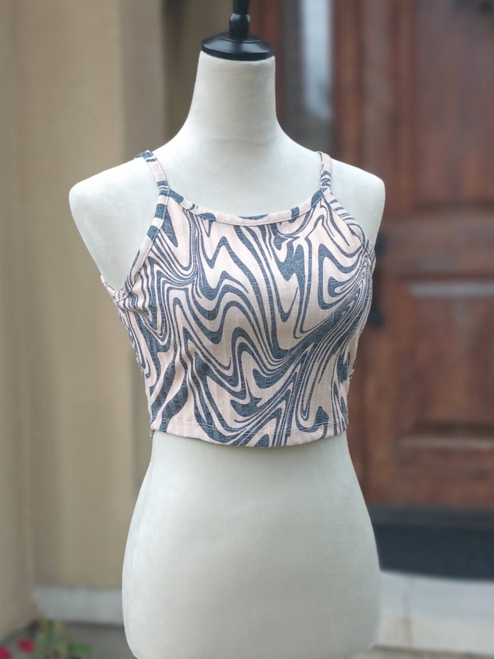 Cropped Tank Top by Beach Riot, size M, blush/gray combo, EPC